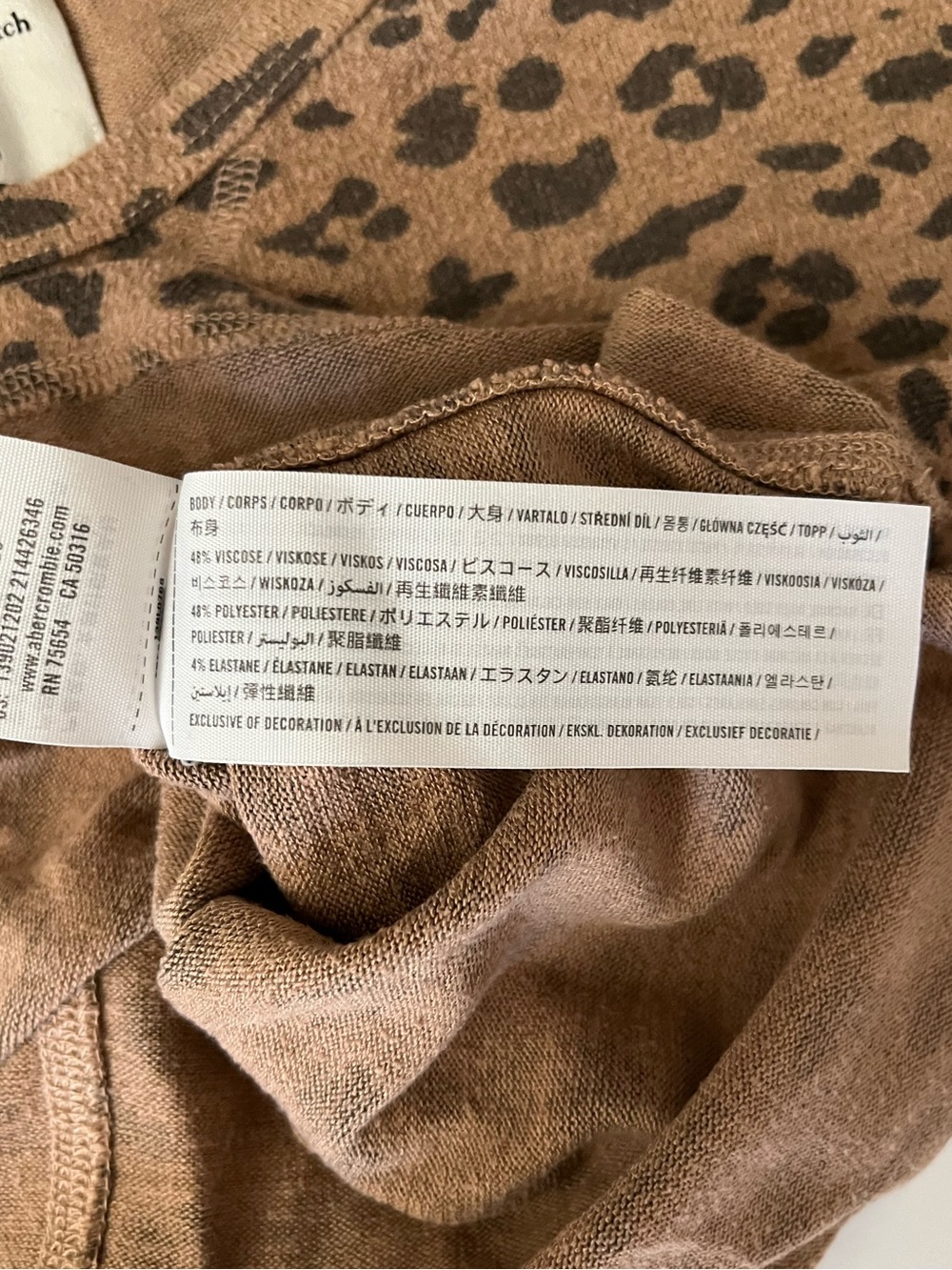 Abercrombie & Fitch | Brown Leopard-Print Long Sleeve Top - Picture 5 of 7